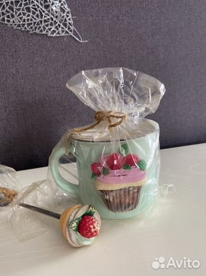 Набор (кружка+ложечка) ручной работы