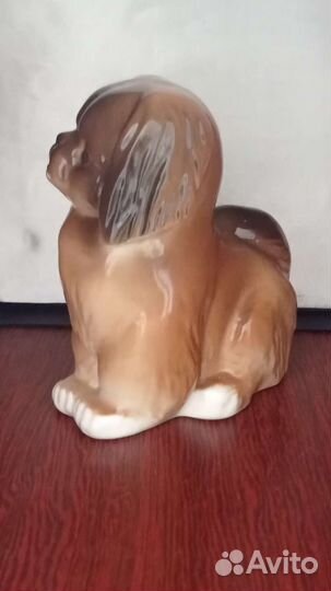 Статуэтки фарфор СССР: Пекинес Собачка лфз Мышка