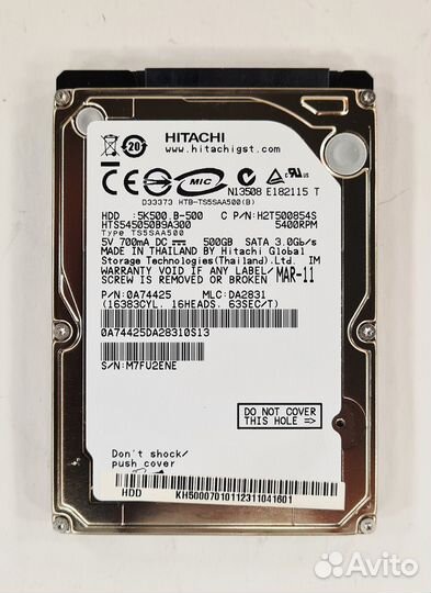 Бу Жесткий диск 2.5 500Гб hitachi (5K500 B-500)