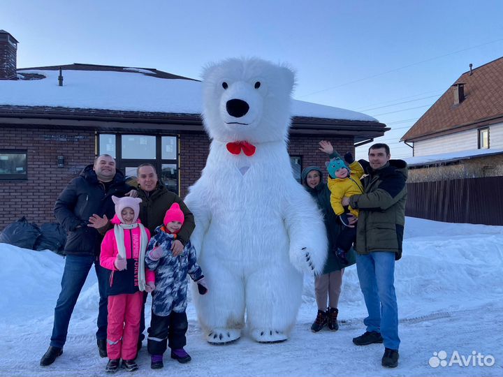 Белый мишка поздравление. Ростовая кукла