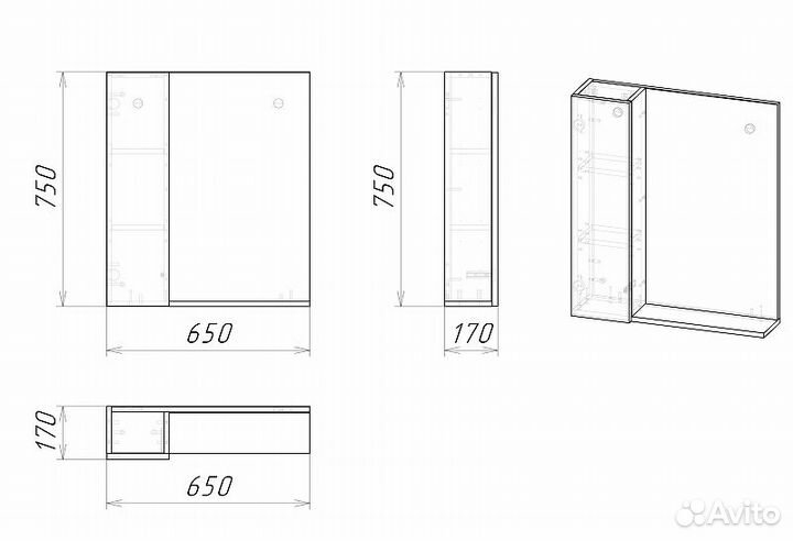 Зеркало со шкафом Grossman Альба 65 L 206501 Велл