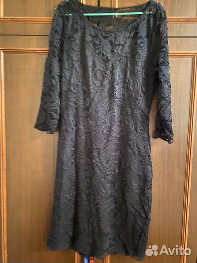 Платье женское чёрное вечернее кружевное бу
