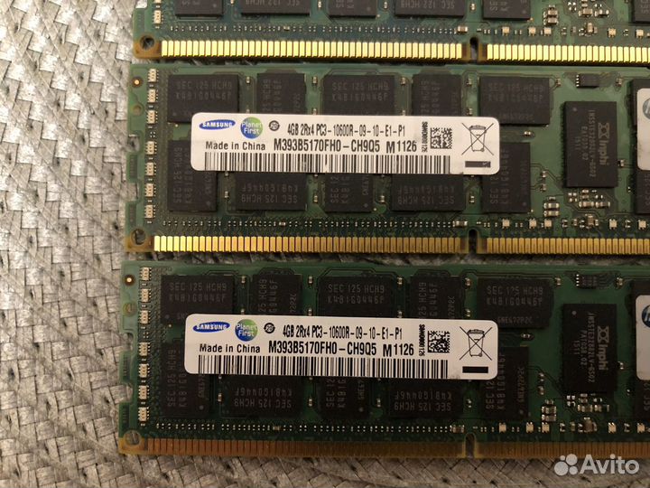 Samsung 16Gb ddr3 reg ecc (4Gb x 4 шт) 10600r