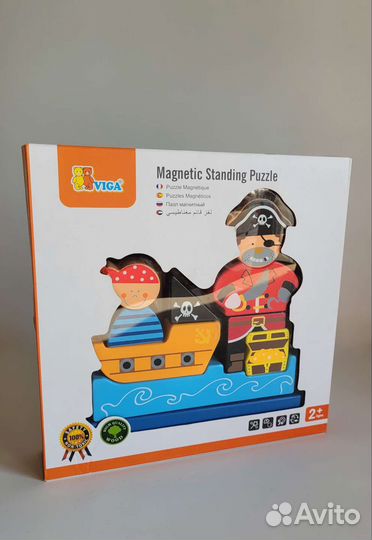 Магнитный 3D Пазл Пираты 10 деталей (дерево)