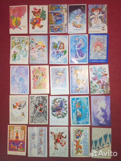 Открытки СССР Новый Год чистые
