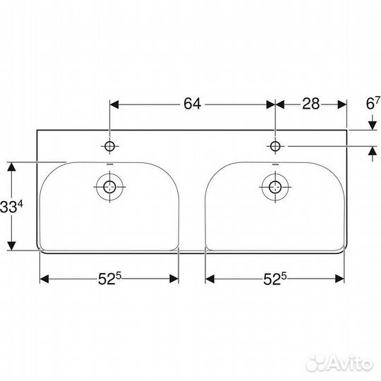 Раковина двойная подвесная Geberit Smyle Square 5