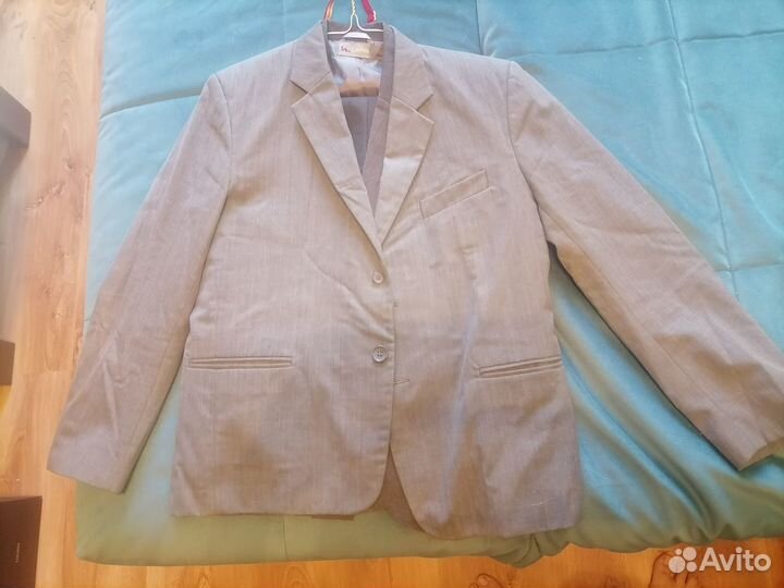 Серый школьный пиджак 152 размер