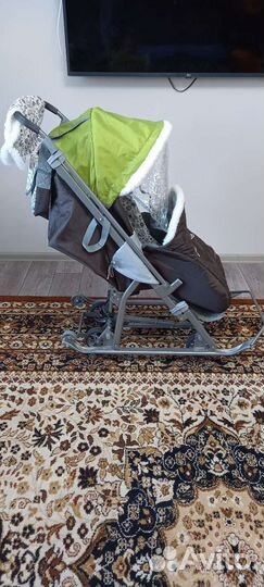 Детские санки коляска с колесами