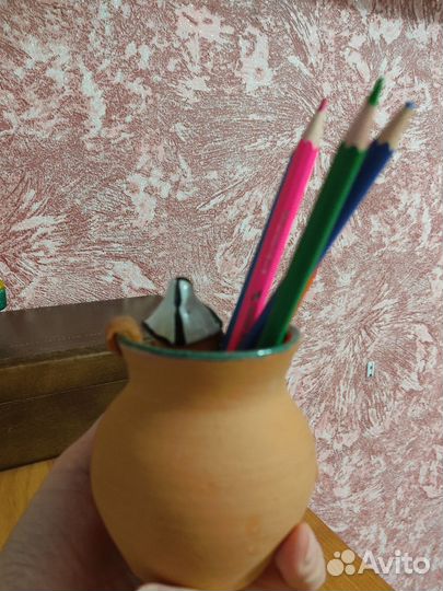 Карандашница сувенир Мужичок из глины