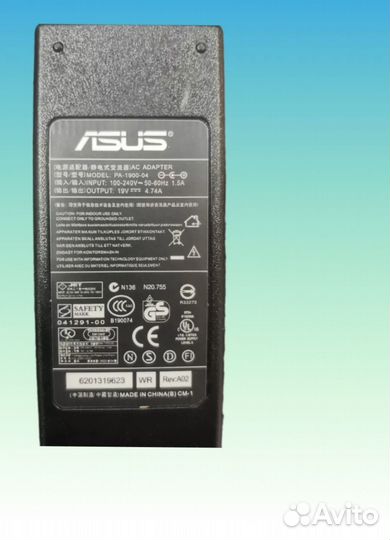 Зарядка для ноутбука asus 19V 4,74A 90W