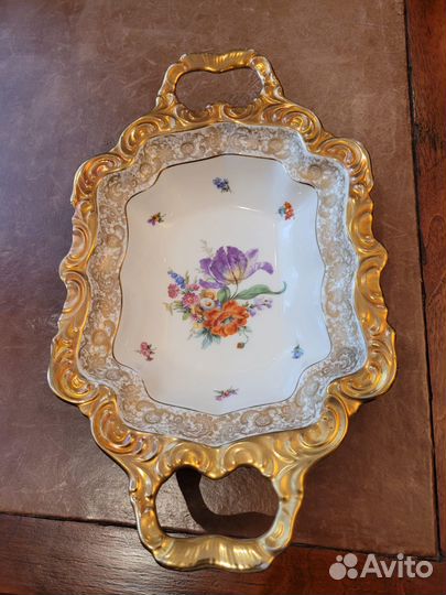 Старинное фарфоровое блюдо Lindner 34 см