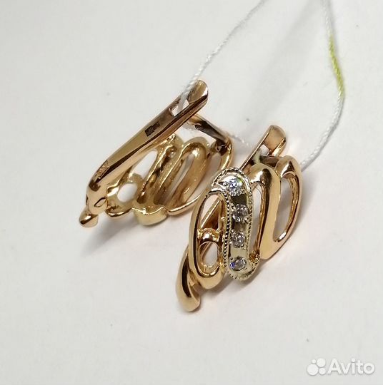 Серьги / 3,48г / Золото585 / фианиты круглые