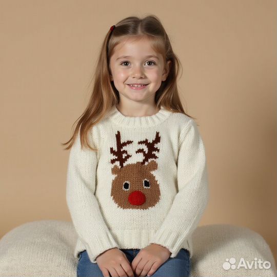 Свитер джемпер Next с оленем новогодний р 134-140