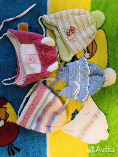 Шапочки и чепчики для девочки от 0 до 3 мес