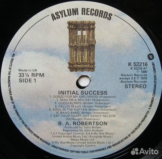 Виниловые пластинки B. A. Robertson – Initial Succ