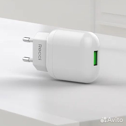 Сзу recci fast charger+ lightning 2.1A RCK-01EL WH
