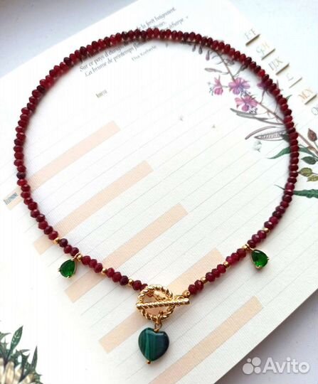 Колье чокер малахит Swarovski