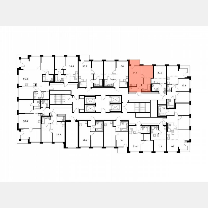 1-к. квартира, 34,6 м², 18/32 эт.