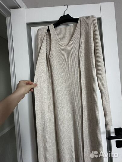 Платье лапша вязка с трикотажным кардиганом