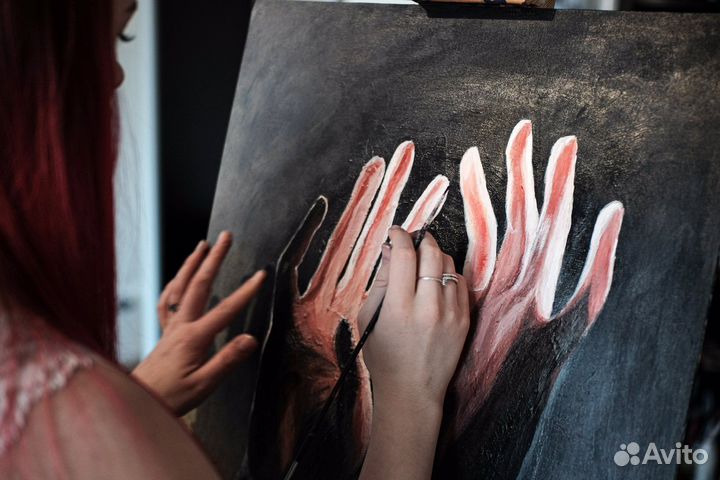 Картина акрилом на холсте двп