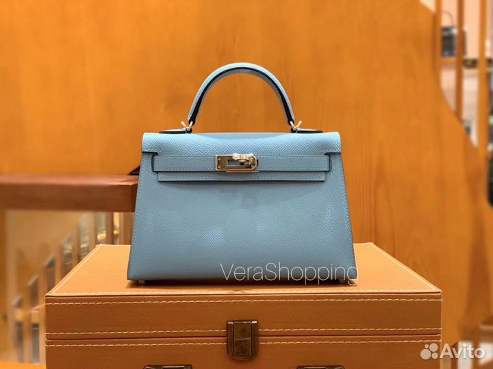 Сумка Hermes Mini Kelly 20 см Bleu Du Nord