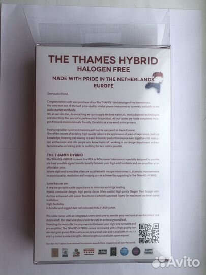Фонокабель Van den Hul The Thames Hybrid 1.0 м
