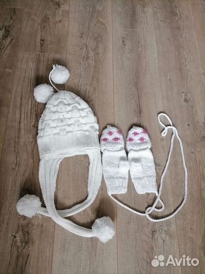 Комплект шапка и рукавицы-митенки