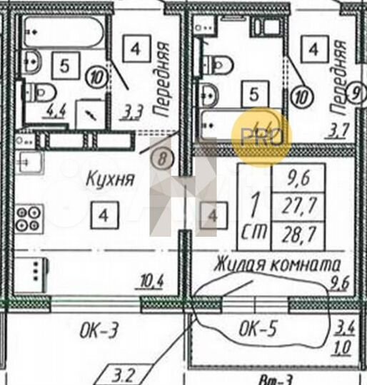 Квартира-студия, 28,7 м², 4/17 эт.