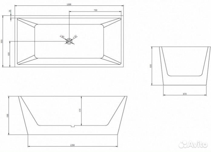 Акриловая ванна Abber AB9224-1.5 150x80 см, отдельностоящая, с каркасом, со сливом-переливом