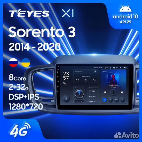 Штатная магнитола Teyes X1 4G Kia Sorento 3 14-20