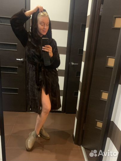 Шуба норковая с капюшоном 42 44 бу
