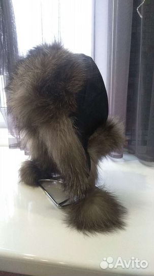 Шапка зимняя чернобурка и нат.кожа