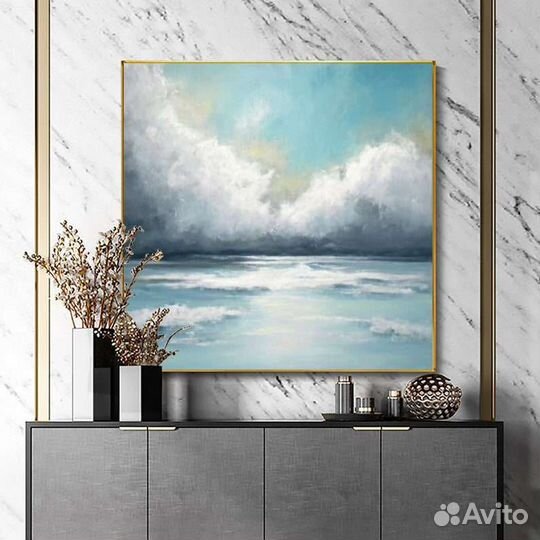 Картина маслом пейзаж с облаками