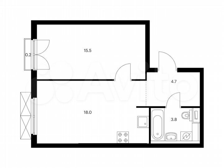 1-к. квартира, 42,2 м², 15/23 эт.