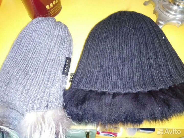 Шапки песец на вязаной основе