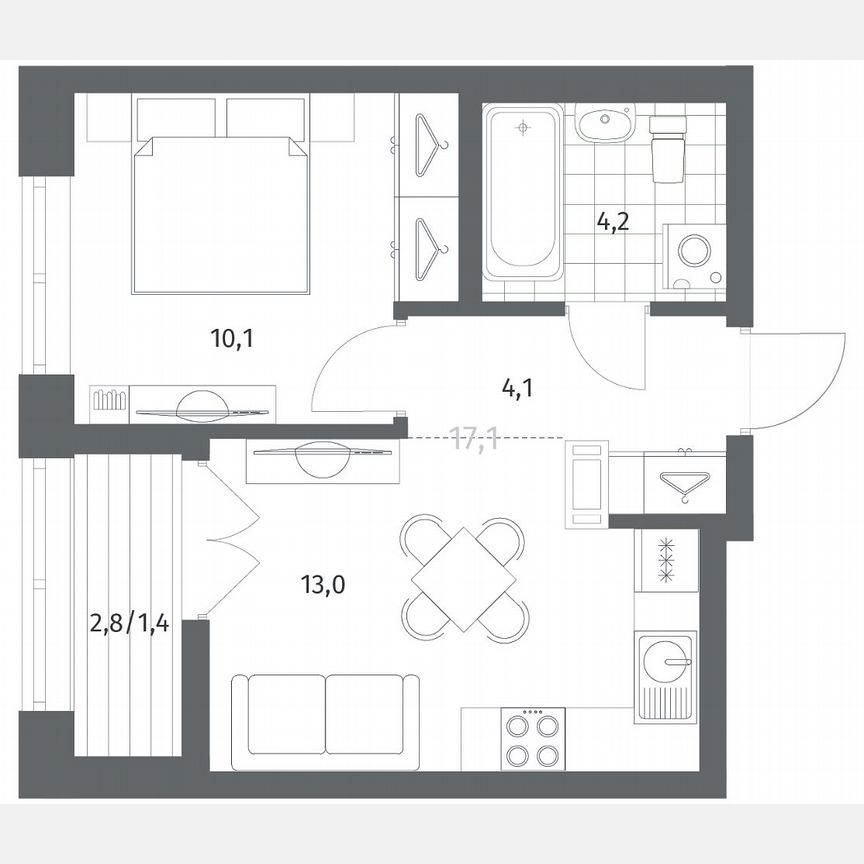 1-к. квартира, 32,9 м², 3/12 эт.