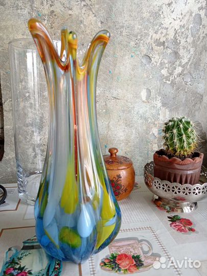 Ваза цветное стекло СССР