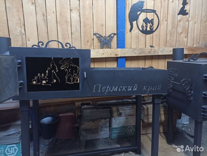 Мангал с местом под казан из металла 4мм