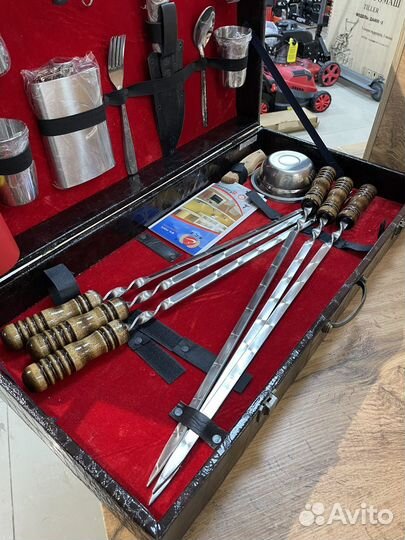 Шашлычный набор в кожанном кейсе