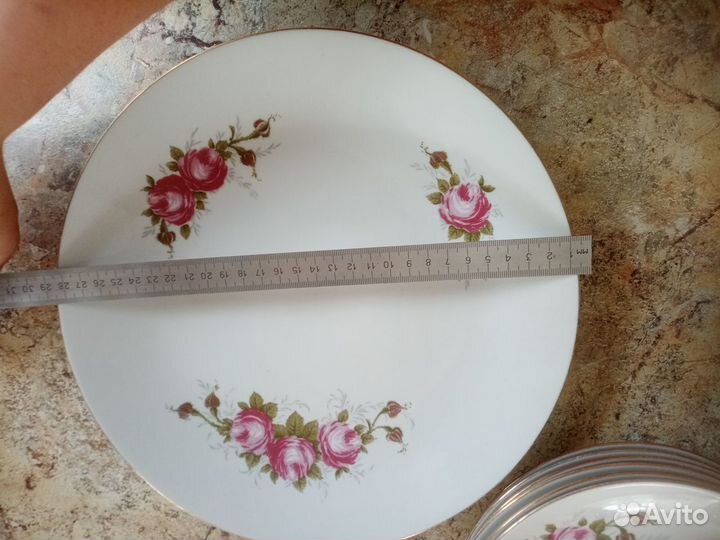 Тарелки 13 шт, сервиз, розы гдр, золочение