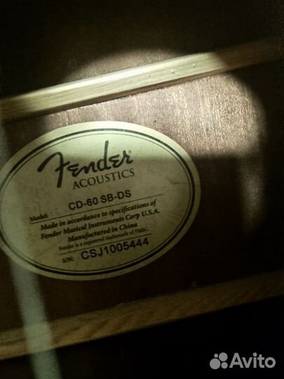 Акустическая гитара fender cd 60 sb-ds