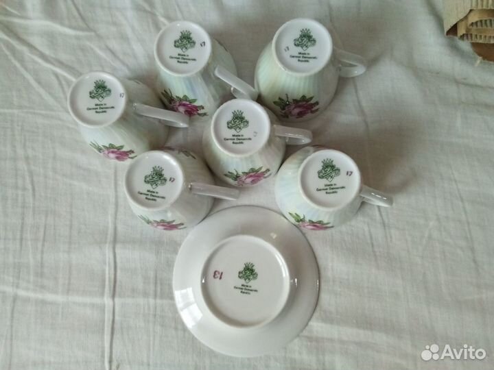 Сервиз кофейный фарфор Роза гдр на 6 персон