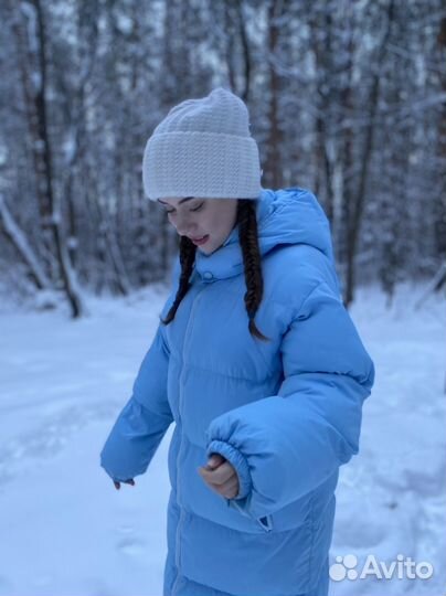 Пуховик одеяло длинный+шапка