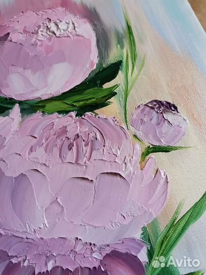 Картина маслом 50х70, Пионы 