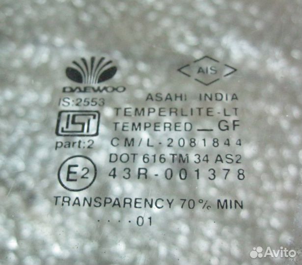 Стекло двери передней левой Daewoo Nexia