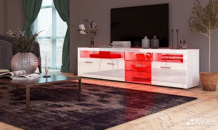 Тумба под телевизор белая