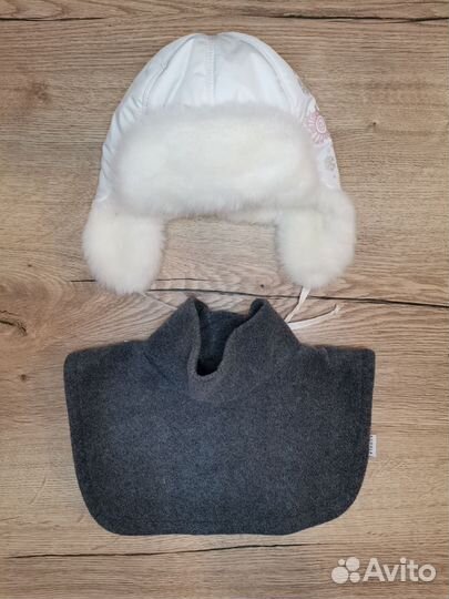 Зимняя болоневая шапка и манишка р. 50 52