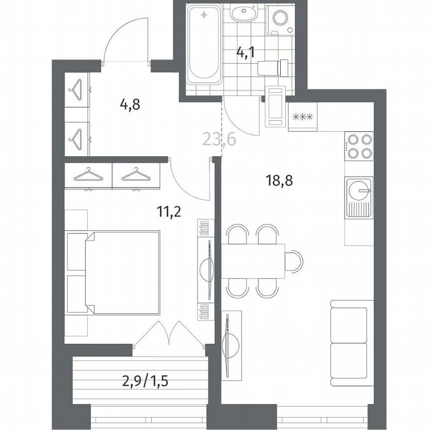 1-к. квартира, 40,5 м², 5/12 эт.