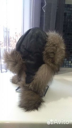 Шапка зимняя чернобурка и нат.кожа