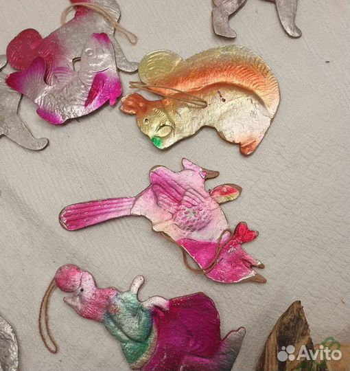 Елочные игрушки СССР старинные. Ватные,картонаж